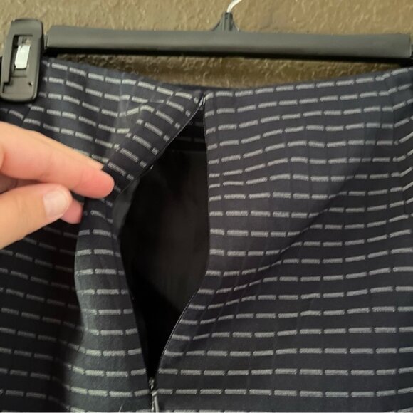 Navy Blue & White Patterned Skirt Suit with Ruffle Bottom, Size 24W - Picture 6 of 14